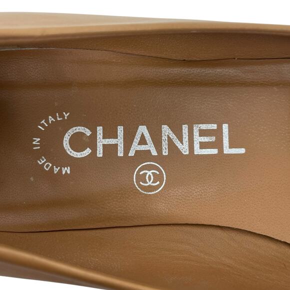 Chanel Interlocking CC Logo Chain Cap Toe Lambskin Ballerina Flat Size 36 - Picture 11 of 15
